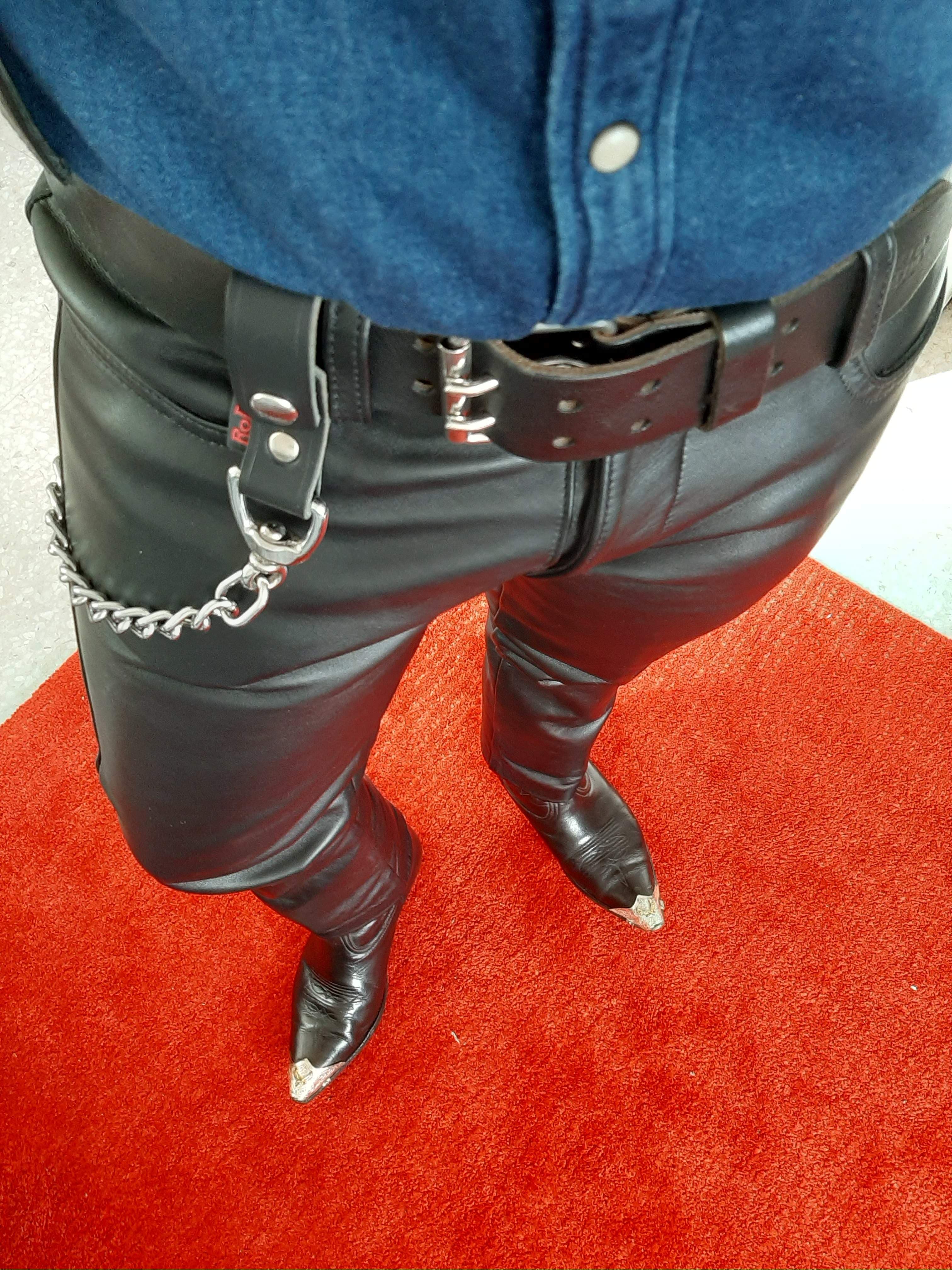 Leather booted hipster